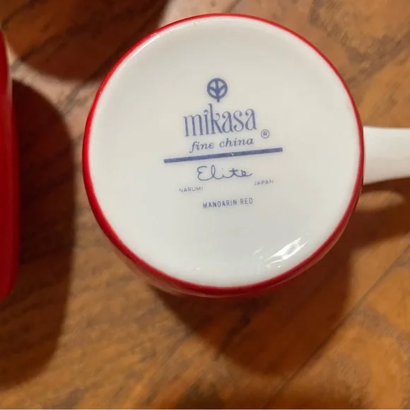 Retro mikasa fine china mandarin red/whiten retro tea cup set of 6 - Picture 5 of 13